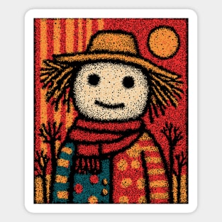 Folk Art Scarecrow | The Autumn Harvest Guardian Magnet